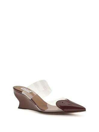 Alaia Womens Mules Le Coeur Patent Leather Garnet Red Pumps High Heel Shoes