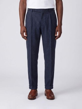 Pantaloni Torino Check Tailored Trousers in Virgin Wool and Cashmere with Pleats