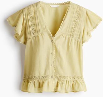 H&M Bluse mit Spitze - Gelb