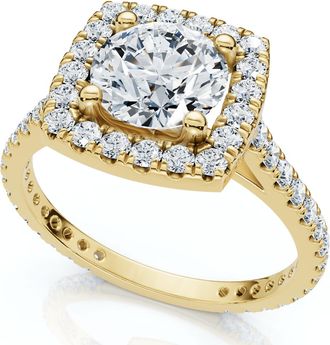 Pompeii3 1 1/3Ct Round Halo Diamond Engagement Ring 14k Gold Lab Grown