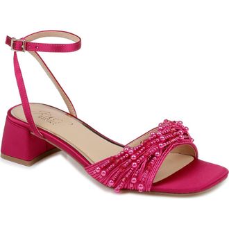 Badgley Mischka Fallon Ankle Strap Sandal in Passion Pink Satin at Nordstrom Rack, Size 7.5