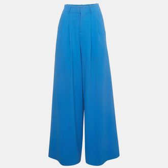 Alice & Olivia Alice + Olivia Blue Crepe Wide Leg Eloise Trousers