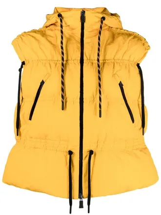 Herno feather-down hooded gilet - women - Polyurethane/Polyamide/Polyamide/Polytetrafluoroethylene (PTFE)/Feather/Goose Down - 44 - Orange