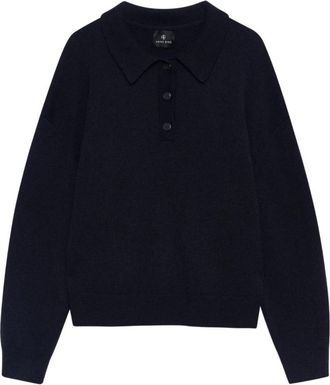 Anine Bing Lee Polo Trui - Dames - Polos - Blauw - M - Wol - Tops