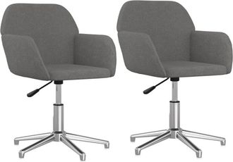 vidaXL Sillas De Comedor Giratorias 2 Unidades Tela Gris Claro Vidaxl
