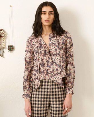 Alix of Bohemia Chancery Sepia Floral Top In Nude Multi