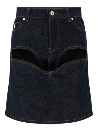 Jean Paul Gaultier Denim Mini Skirt With Cuts And Turn Up Skirt