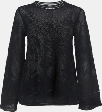 M Missoni Black Floral Stretch Lace Top