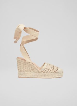 L.k. Bennett Womens Magnolia Casual Sandals, Trench - Beige Lace - Size UK 6