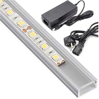 Trade Shop Trade Shop Traesio - Trade Shop - Profilo Barra Industry 1 Metro A 72 Led 18w + Alimentador De 5 Ah - Cubierta Transparente Smd 7020