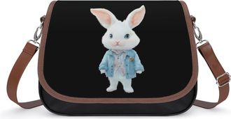 Generic Cute Rabbit1 Easter Bunny Crossbody Bag Womens Handbag PU Message Bags Shoulder Purse with Adjustable Strap