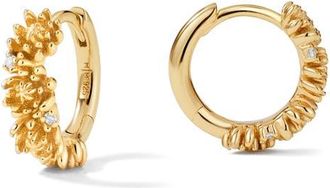 Made by Mary Cubic Zirconia Birthstone Flower Huggie Hoop Earrings in Gold November at Nordstrom