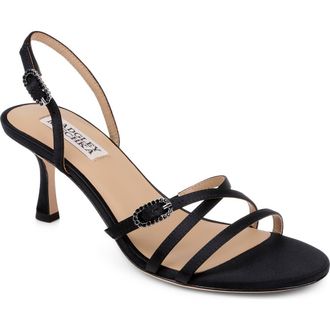 Badgley Mischka Yukon Slingback Sandal in Black Satin at Nordstrom, Size 9.5