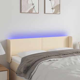 vidaXL Cabecero Con Led De Tela Crema 147x16x78/88 Cm Vidaxl
