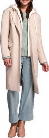 Tribal Fooler Hood Trench Coat - Plus In Oatmeal