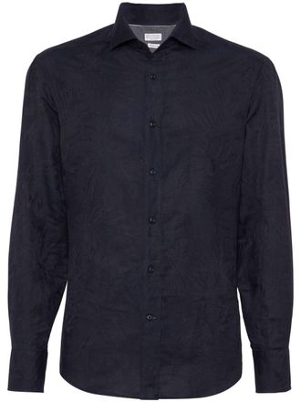 Brunello Cucinelli Camicia con effetto jacquard - Blu