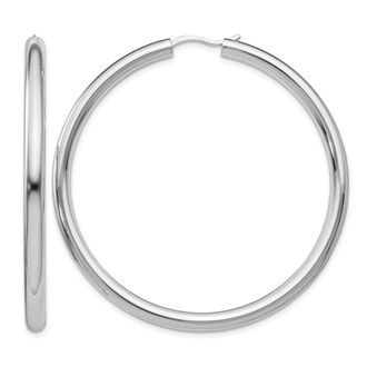 Diamond2Deal Sterling Silver 3.5x51mm Round Tube Hoop Earrings
