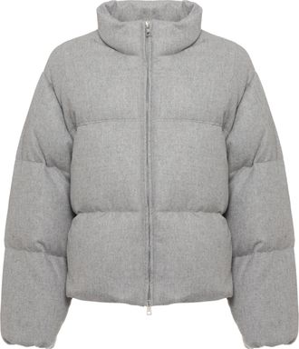PANICALE Grey High-Neck Wool-Blend Quilted Down Jacket
