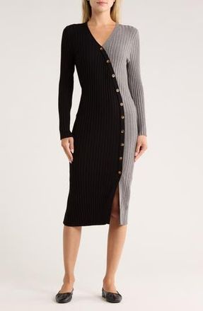 Stitchdrop The Judge Colorblock Long Sleeve Sweater Dress in Black at Nordstrom Rack, Size Medium