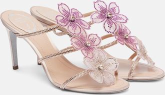 Rene Caovilla Sandali Peach Flower in pelle