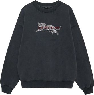 Anine Bing Spencer Leopard Sweatshirt - Dames - Sweatshirts - Grijs - S - Katoen - Hoodies & sweatvesten