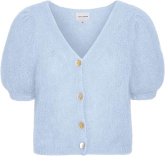Americandreams Lichtblauwe V-hals Cardigan - Dames - Vesten - Blauw - L - Wol - Truien & Vesten