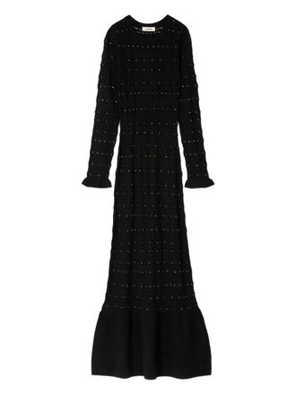 Sandro rhinestone-embellishments maxi dress - women - Fabric - 42 - Black