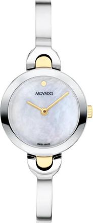 Movado Intrigue Bangle Quartz White Mother of Pearl Dial Ladies Watch 0607949