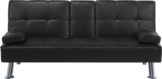 Beliani Beliani - Sof&aacute; Cama 3 Plazas De Tela Negra Mesa Abatible Convertible Click Clack Moderno Roxen