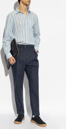 Officine Générale Shirt With Striped Pattern, Mens, Blue