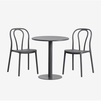 Sklum Sklum - Set tavolo rotondo &Oslash;70 cm e 2 sedie da giardino Mizzi