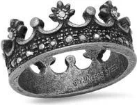 Steeltime Mens Black Ion Plated Stainless Steel Crown Ring at Nordstrom Rack, Size 10