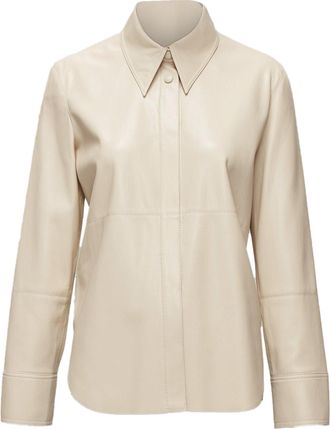 Nanushka Vegan Leather Panels Hidden Placket Minimal Shirt
