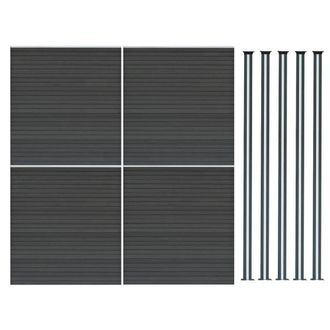 MonsterShop Composite Fence Panels & LED Posts 6ft x 23ft - Grey