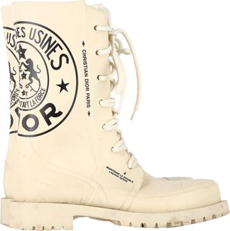 Dior Pre-owned Womens DiorCamp Lace-Up Ankle Boots in Cream Rubber - Size EU 37