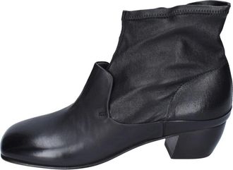 Moma Leren Enkellaarsjes - Dames - Laarzen met Hak - Zwart - 37 1/2 EU - Leer - Schoenen