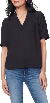 NYDJ Charming V-Neck Top in Black at Nordstrom, Size Xx-Small