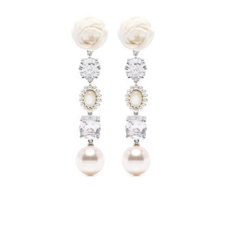 Shushu/Tong Crystl-embellishment Pearl Drop Earrings