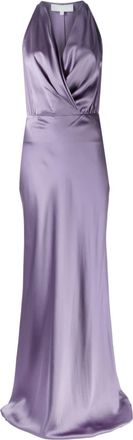Michelle Mason draped halterneck gown dress - women - Silk - 2 - Purple