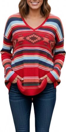 Tasha Polizzi Melanie Waffle Knit Pullover In Red Multi