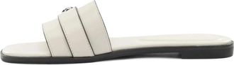 Tory Burch Romy Slide - Dames - Sandalen - Wit - 38 1/2 EU - Leer - Schoenen