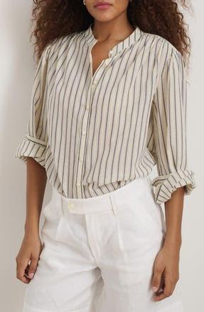 Alex Mill Ali Stripe Cotton Voile Button-Up Shirt in Off White Stripe at Nordstrom Rack, Size Small