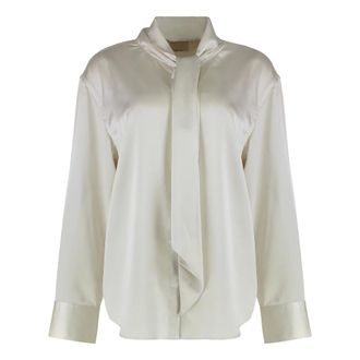 Calvin Klein Overhemden, Dames, Wit, XS, Satijn, Technische satijnen blouse