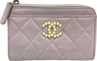 Chanel Purple Leather Coin Purse/Coin Case (Pre-Owned)