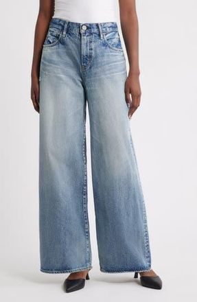 Moussy Vintage Lewes High Waist Superwide Leg Jeans in Blue at Nordstrom Rack, Size 28