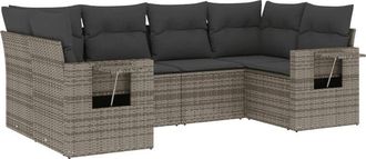 vidaXL Set De Muebles De Jard&iacute;n 6 Pzas Y Cojines Rat&aacute;n Sint&eacute;tico Gris Vidaxl