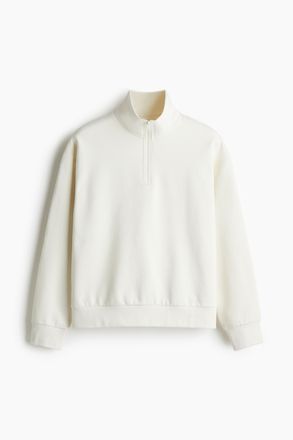 H&M Sweatshirt mit Zipper in Loose Fit - White