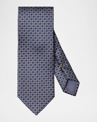 Eton Men & apos;s Geometric Circle Print Silk Tie