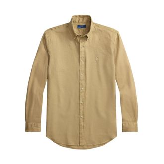 Polo Ralph Lauren Linnen Overhemd - Heren - Casual Overhemden - Beige - XL - Linnen - Overhemden