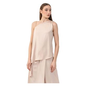 Kocca Sleeveless Tops, female, Beige, Size: XS Chic Diagonal Single Shoulder Top